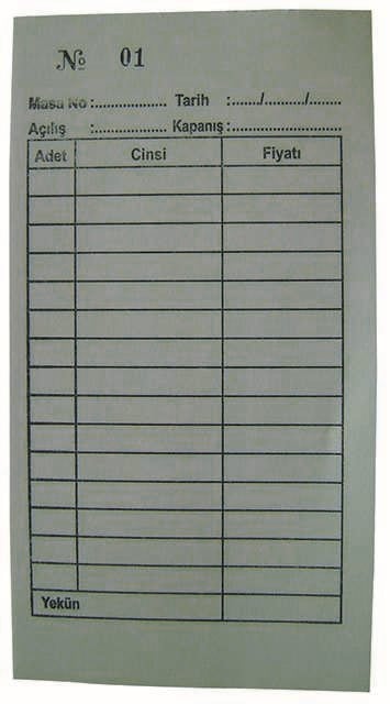 DİLMAN ADİSYON FİŞİ STANDART 8x15 4308