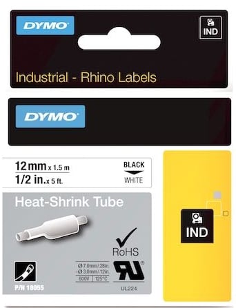 DYMO ŞERİT RHİNOPRO 12MM x 1.5MT BEYAZ/SİYAH 18055