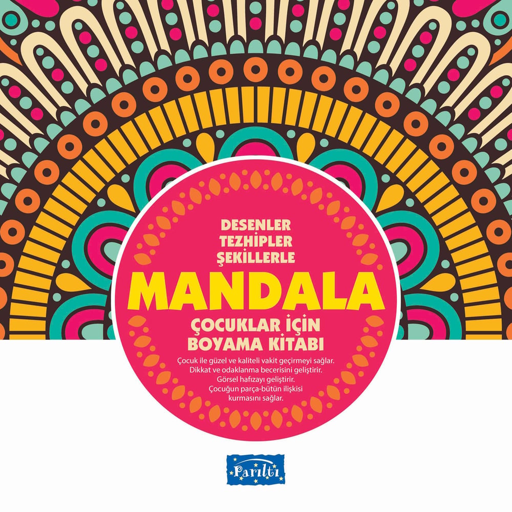 Desenler Tezhipler Şekillerle Mandala - Pembe Kitap - Çocuklar İçin Boyama Kitabı