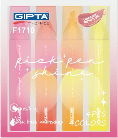 GIPTA FOSFORLU KALEM PICKPEN SHINE 4 LÜ KOYU RENK F1710