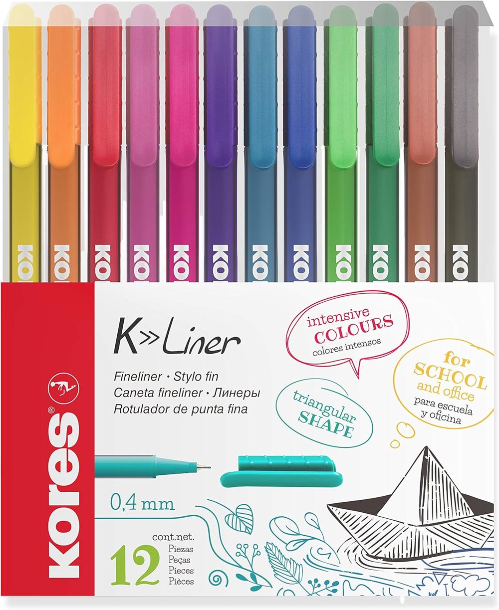 Kores Fiber Uçlu Kalem K-Lıner  12Li Set 28112
