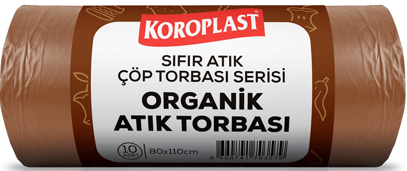 KOROPLAST ÇÖP TORBASI SIFIR ATIK ORGANİK ATIKLAR KAHVERENGİ JUMBO 80x110 440 GR 10 LU 27 MİC. ST01500538