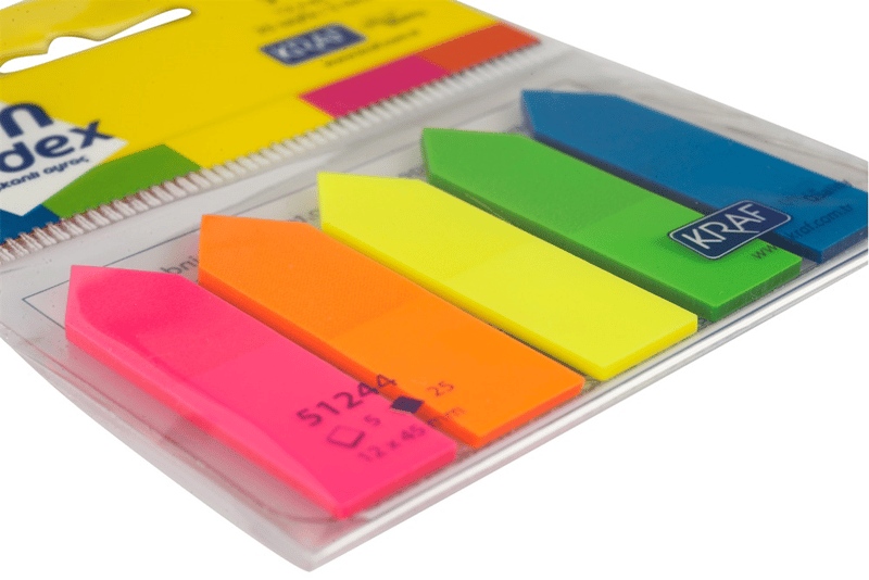 Kraf Index Film (Pp) 12X44Mm Ok Şekilli (5 Renk X 25 Yaprak)
