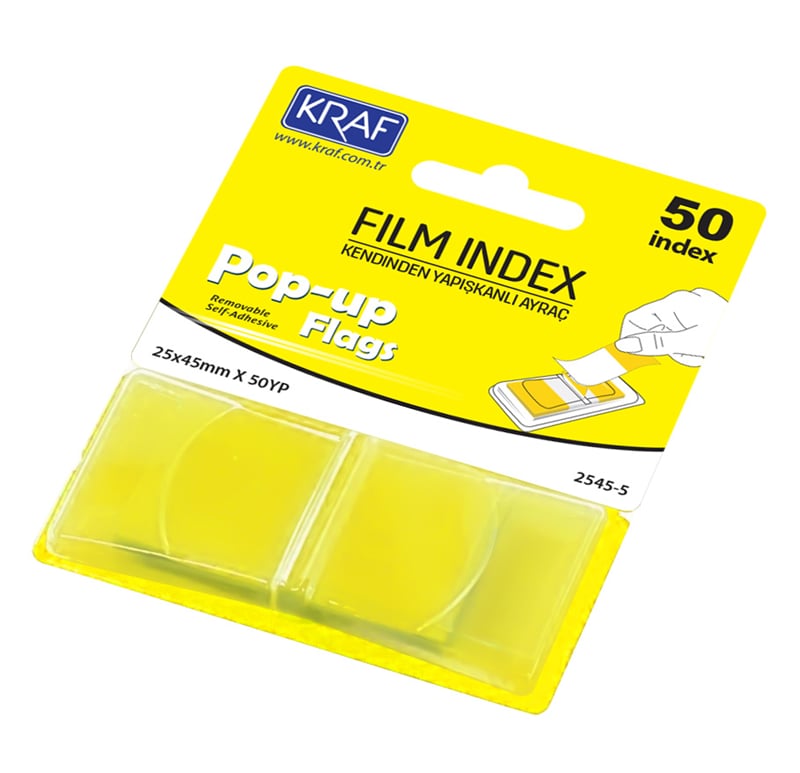 KRAF INDEX FILM (PP) 25x45MM POP-UP TEK RENK 50 YP SARI 2545-5