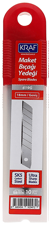 KRAF MAKET BIÇAĞI YEDEĞİ GENİŞ ULTRA KARBON ÇELİK SK5 100 LÜ 619G