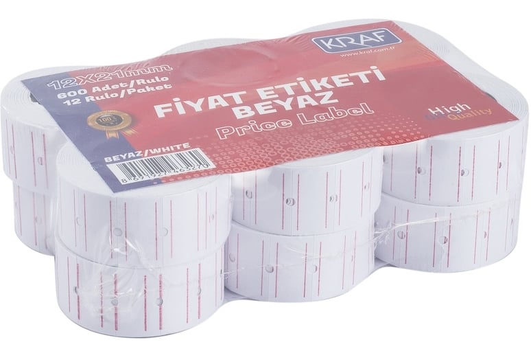 Kraf Motex Etiket 12x21 mm Beyaz Çizgili