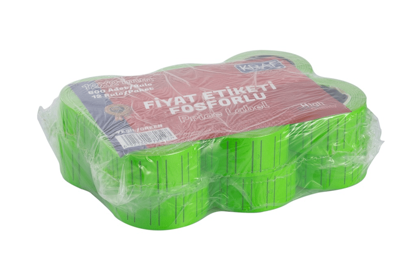 Kraf Motex Fiyat Etiketi 12x21 mm - Fosforlu Yeşil