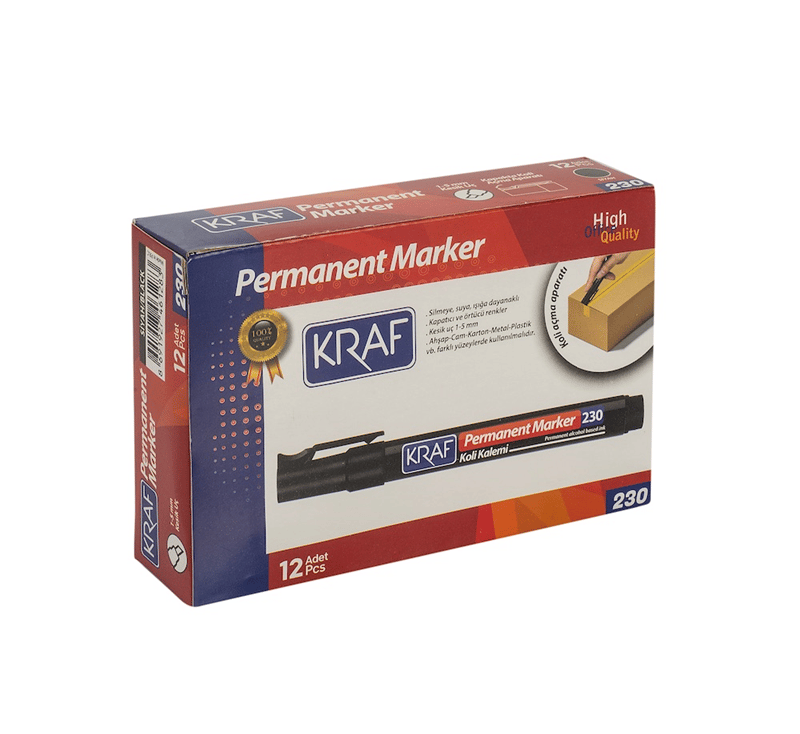 Kraf 230 Permanent Markör Kesik Uç - Siyah