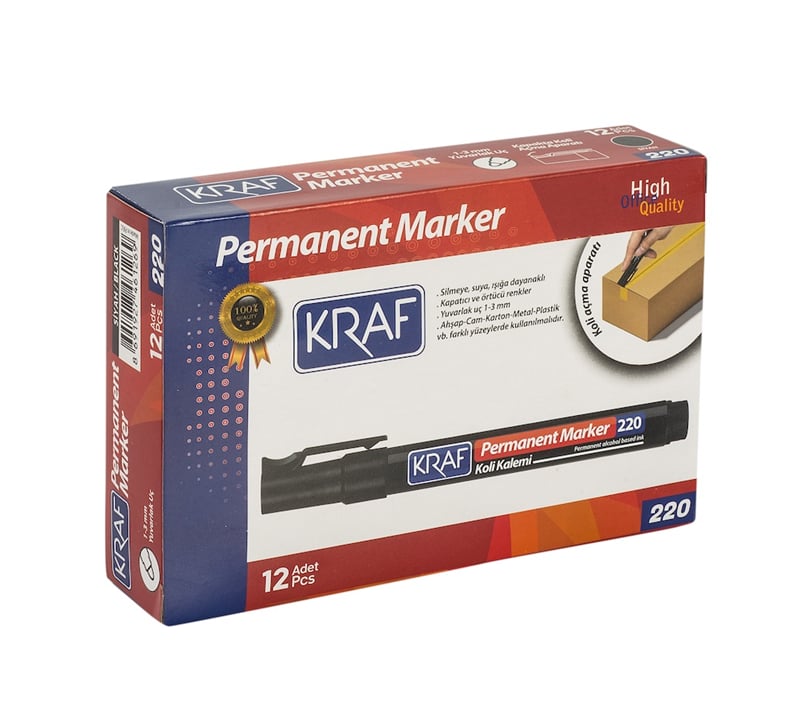Kraf 220 Permanent Markör Yuvarlak Uç - Siyah