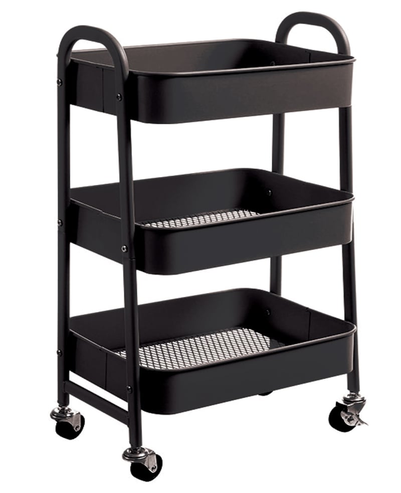 KRAF RAF ÜNİTESİ TEKERLEKLİ METAL 3 KATLI 494G SİYAH