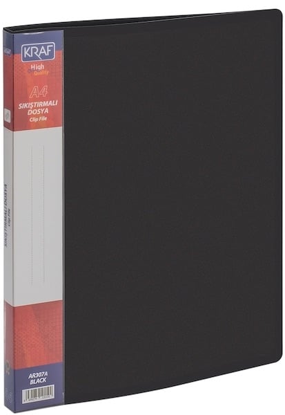 Kraf AB307A Sıkıştırmalı Evrak Dosyası (A4 - Siyah)