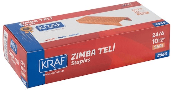 Kraf Zımba Teli No: 24/6 Sarı - 1000Li Kutu (255G)
