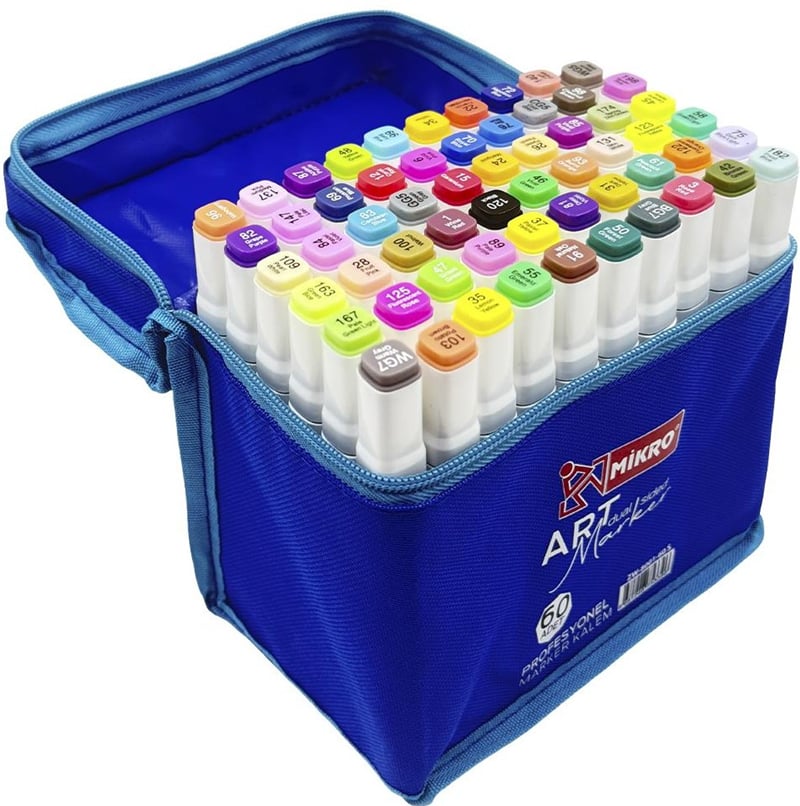MİKRO PERMANENT MARKER ZW8001-60 ART ÇİFT TARAFLI ÇANTALI 60 LI