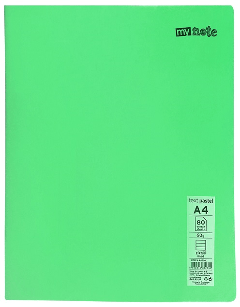 MYNOTE DEFTER TEXT PASTEL PP KAPAK DİKİŞLİ A4 40 YP KARELİ MTXPA-A440-K