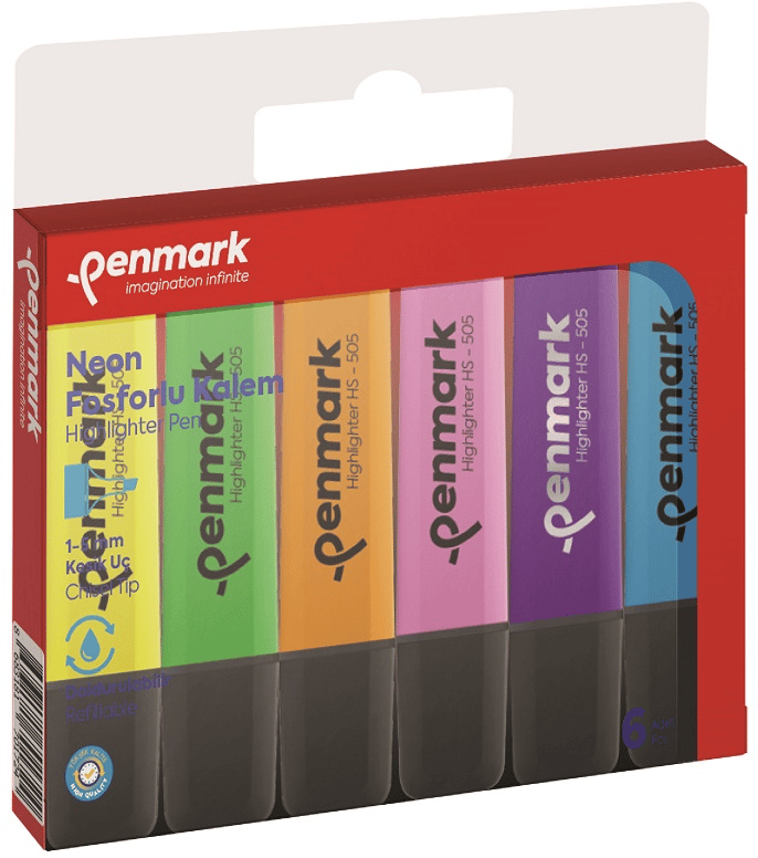 PENMARK FOSFORLU KALEM SET NEON 6 LI HS 505 6N