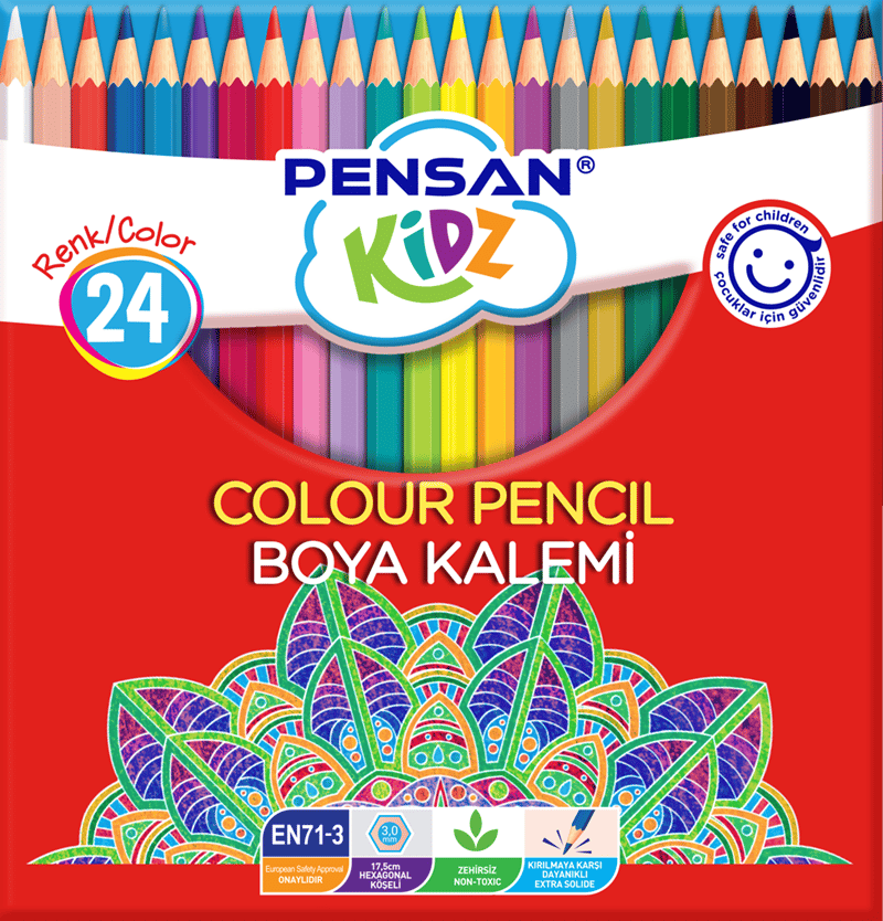 PENSAN KİDZ KURU BOYA 56324 24 RENK TAM BOY