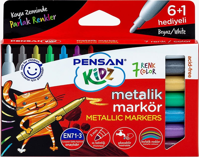 Pensan Keçeli Kalem Kidz Markör Metalik 7 Renk 99930