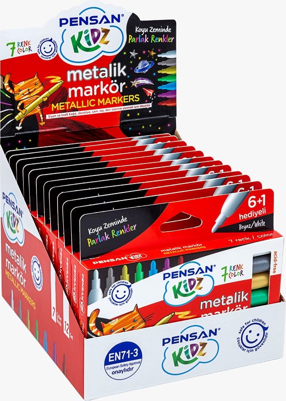Pensan Keçeli Kalem Kidz Markör Metalik 7 Renk 99930