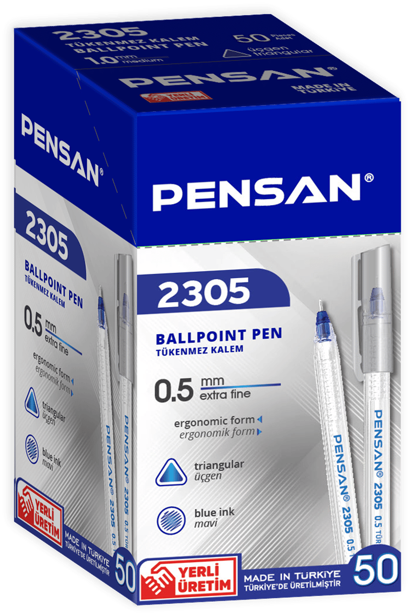Pensan Tükenmez Kalem Üçgen 0.5 2305 Mavi