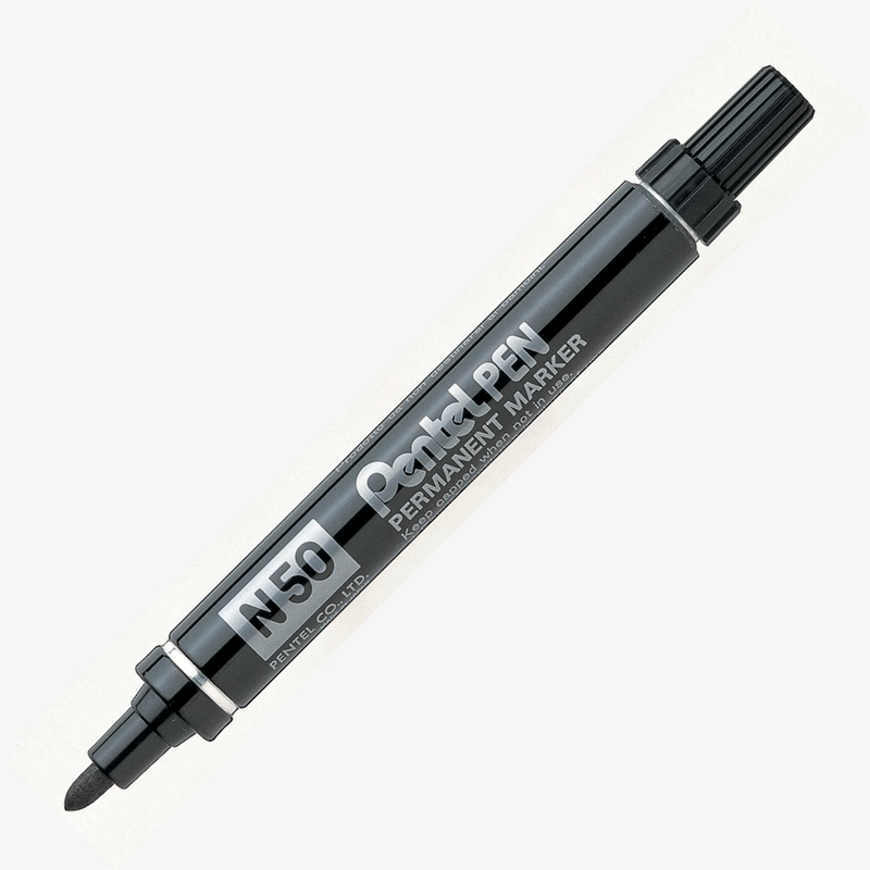 PENTEL PERMANENT MARKÖR N50 YUVARLAK UÇ METAL GÖVDE SİYAH Y N50-A