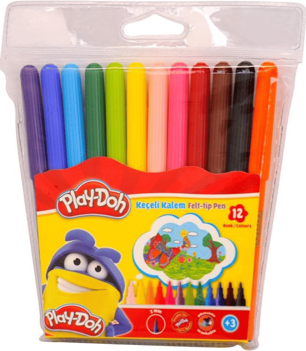 PLAY-DOH KEÇELİ KALEM 12 RENK 2 MM PVC PLAY-KE-005