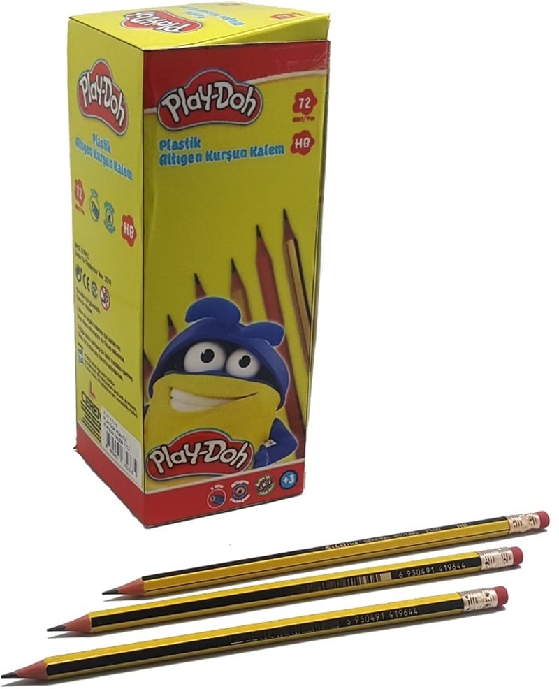 Play-Doh Şerit Silgili Neon Kurşun Kalem Seti (Yüksek Pigmentli Fosforlu Gövde / HB Dereceli Grafit Çekirdek)