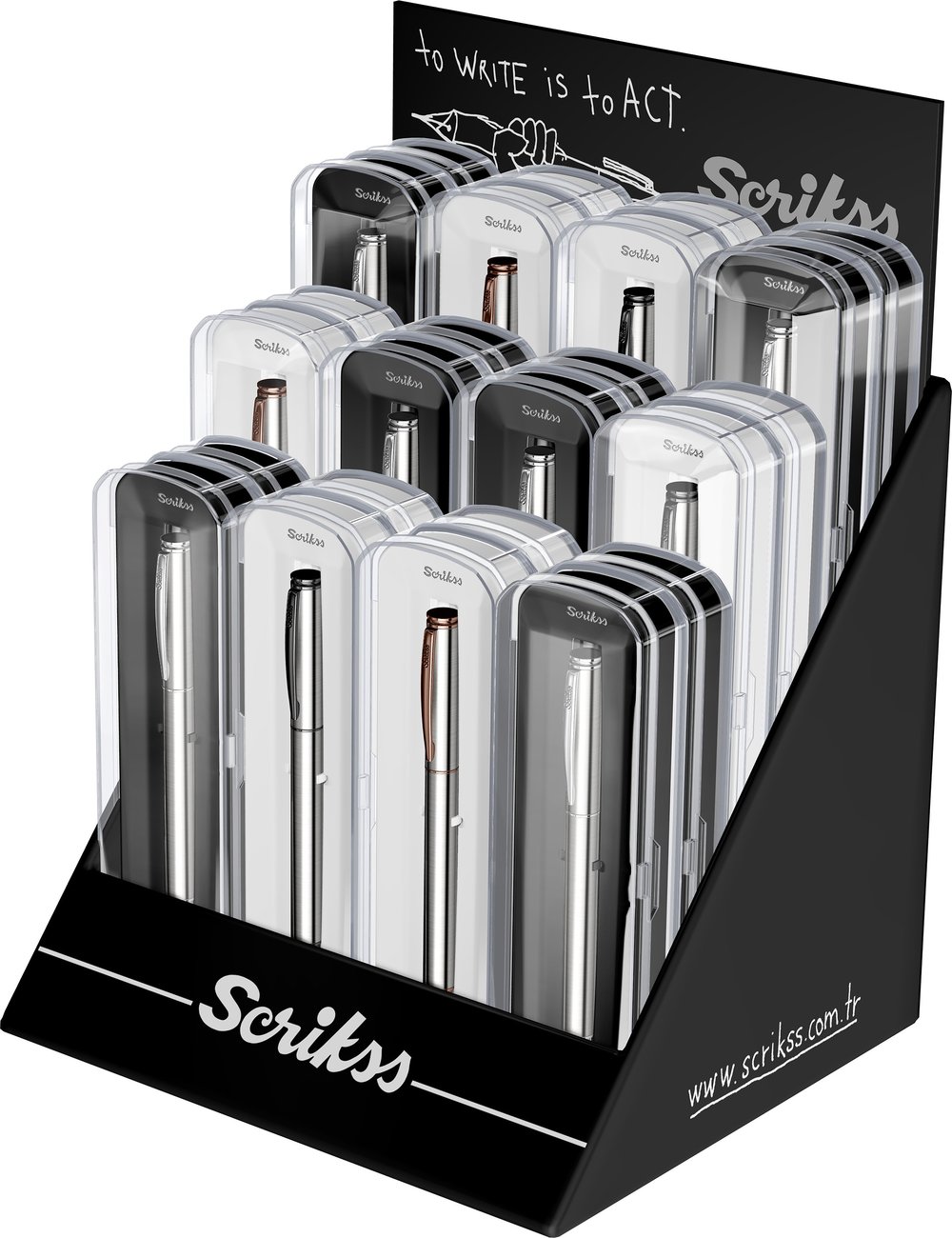 SCRIKSS ROLLER KALEM 64 KRİSTAL KUTU 24 LÜ STAND