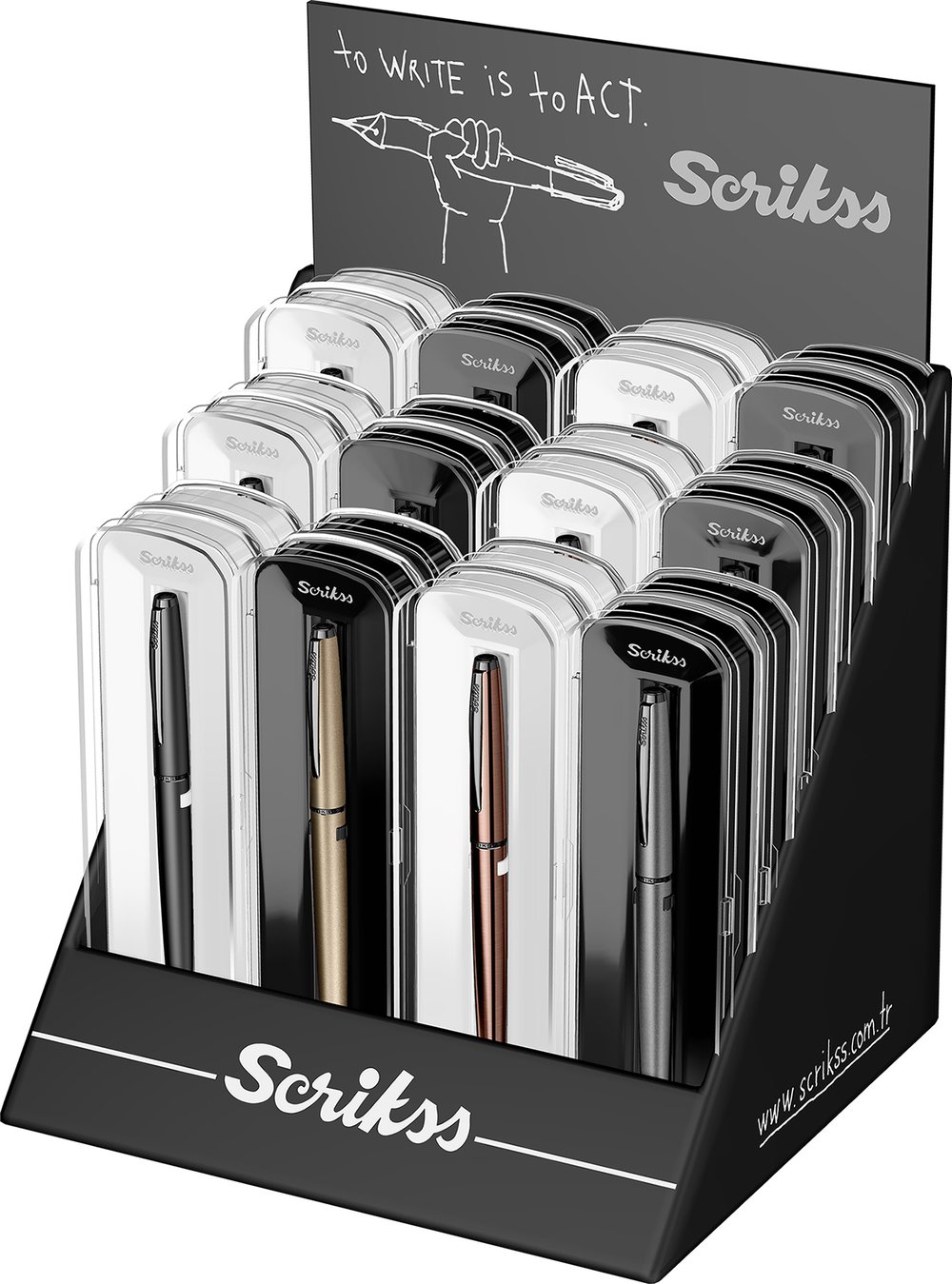 Scrikss 78M Roller Kalem Kristal Kutu Color - 24lü Stand
