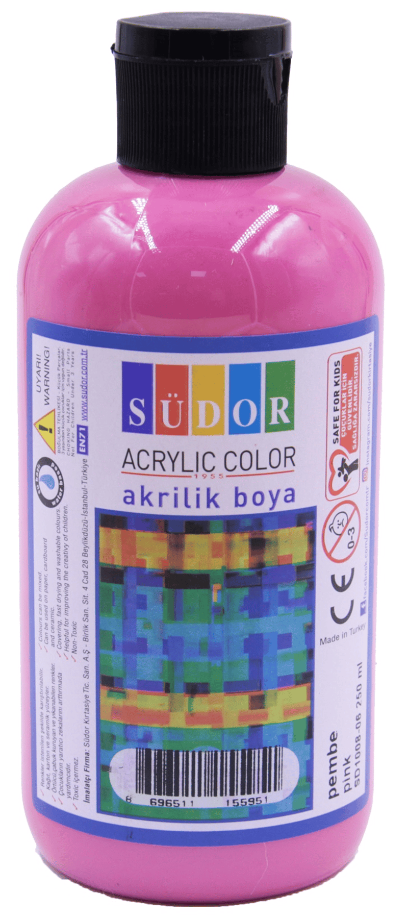 SÜDOR AKRİLİK BOYA 250 ML PEMBE SD1008-06