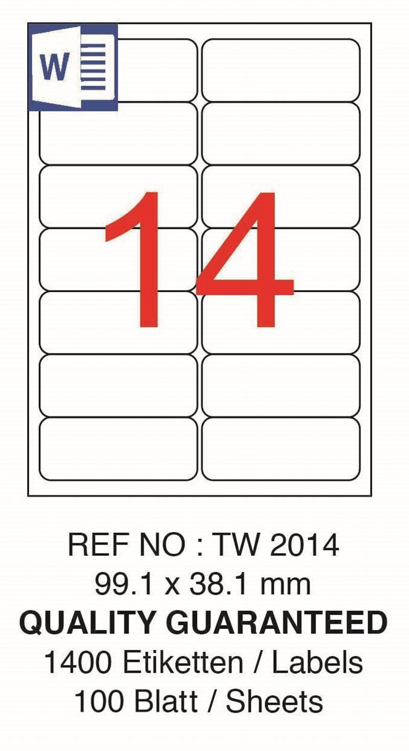 TANEX LASER ETİKET TW-2014 99.1 X 38.1 MM ( 14 ) 100 LÜ