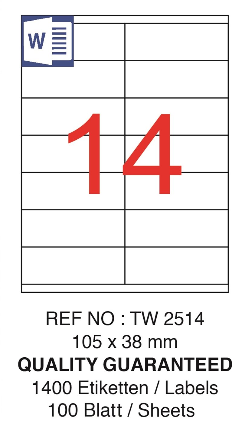 TANEX LASER ETİKET TW-2514 105 X 38 MM ( 14 ) 100 LÜ
