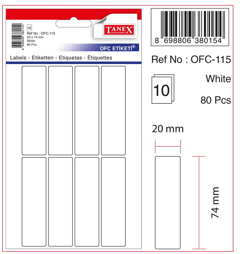 TANEX OFİS ETİKETİ OFC-115 BEYAZ
