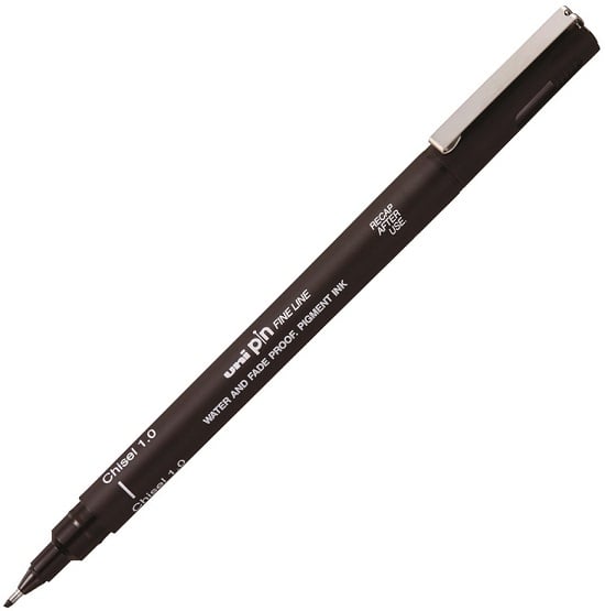 UNİ DRAWING PEN KESİK UÇ PINCS1-200 1.0 SİYAH