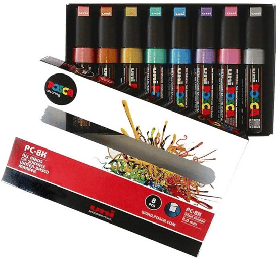 UNİ POSTER MARKÖRÜ POSCA SET PC-8K 7+1P.03 METALİK RENKLER
