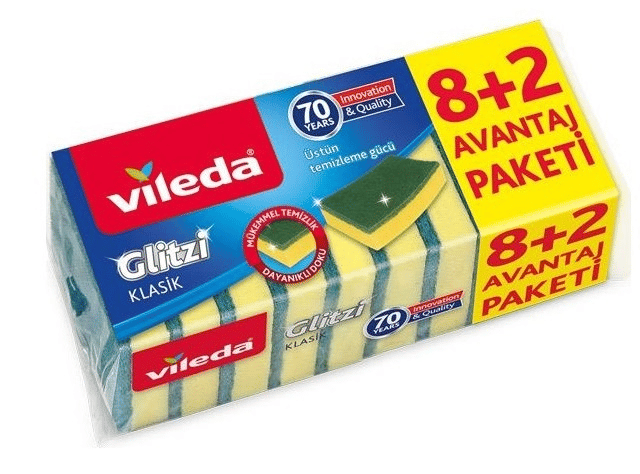 VİLEDA SÜNGER KLASİK YEŞİL DÜZ 8+2 Lİ 161919