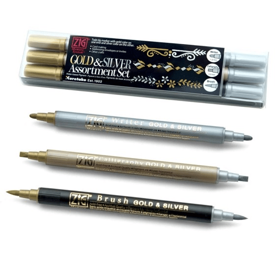 Zıg Yazı Seti Metalik Gold&Sılver Ms/3Vgs 3Lü