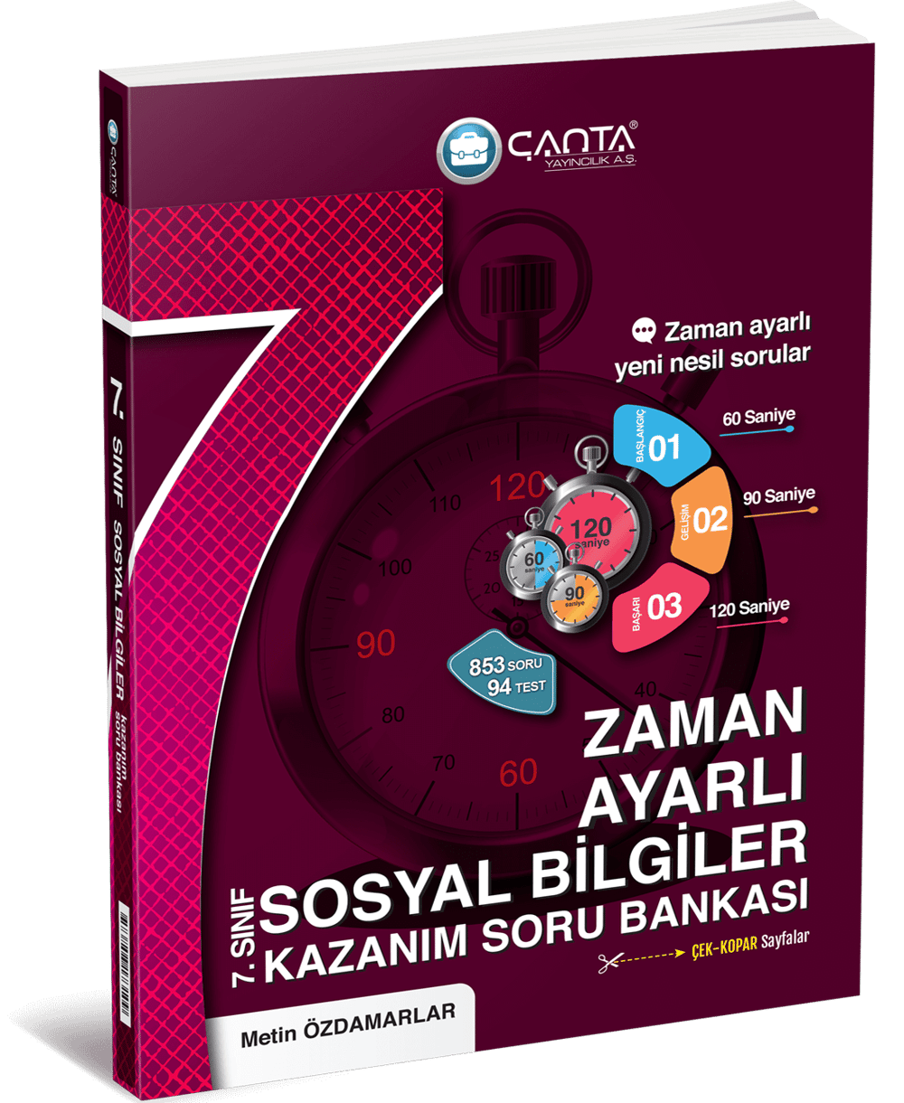 Çanta Yayınları 7. Sınıf Sosyal Bilgiler Zaman Ayarlı Kazanım Soru Bankası