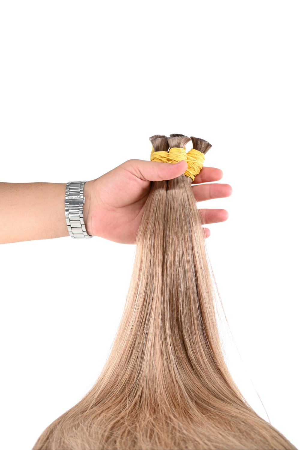 Dipten Uca Dolu İnsan Saçı – Açık Küllü Kahverengi | 65 cm