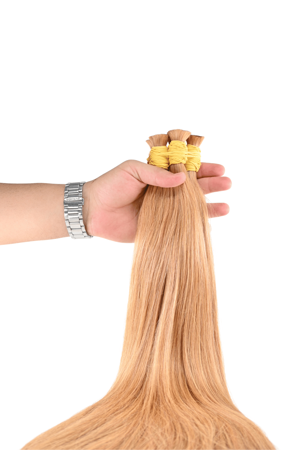 Dipten Uca Dolu İnsan Saçı – Karamel Kahverengi | 65 cm
