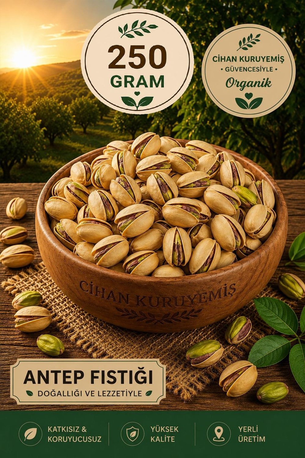 250gr. Antep Fıstığı 250gr. Kavrulmuş Badem  250gr. Kavrulmuş Kaju 250gr. Kavrulmuş Fındık İçi 4'lü Set 