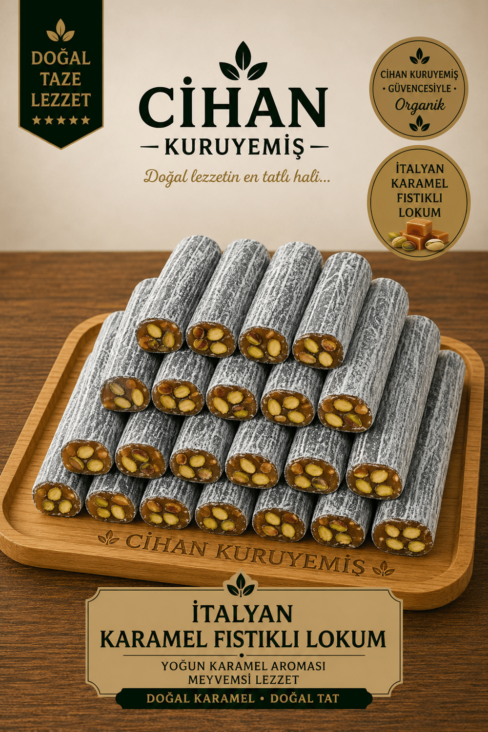 İtalyan Karamel Fıstıklı Fitil Lokum