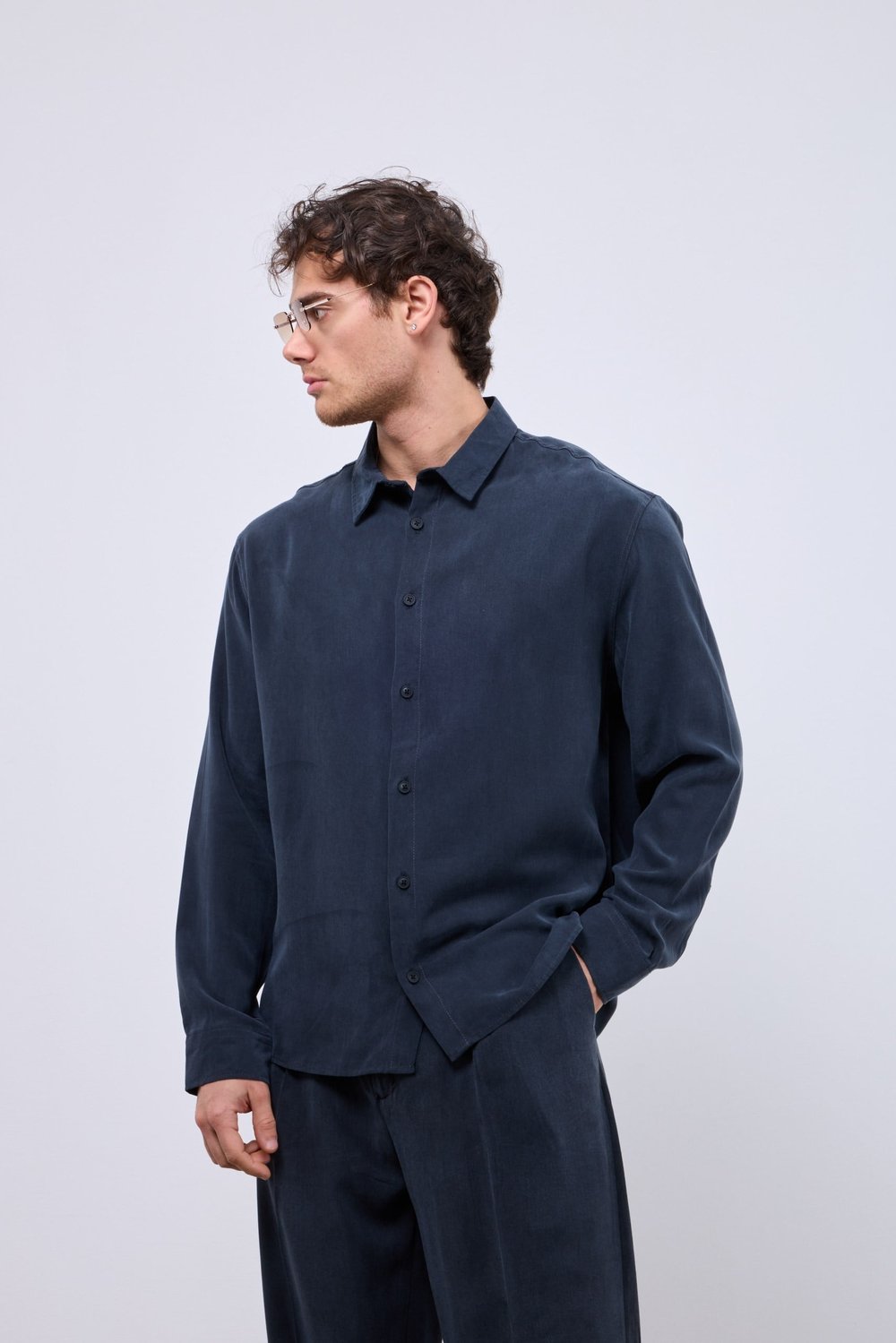 %100 Tensel Oversize Yıkamalı Gömlek