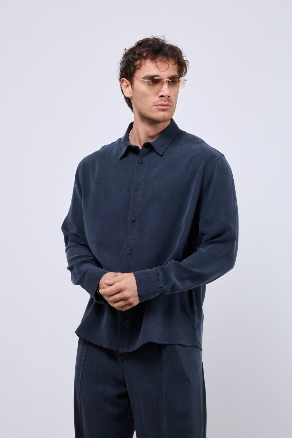 %100 Tensel Oversize Yıkamalı Gömlek