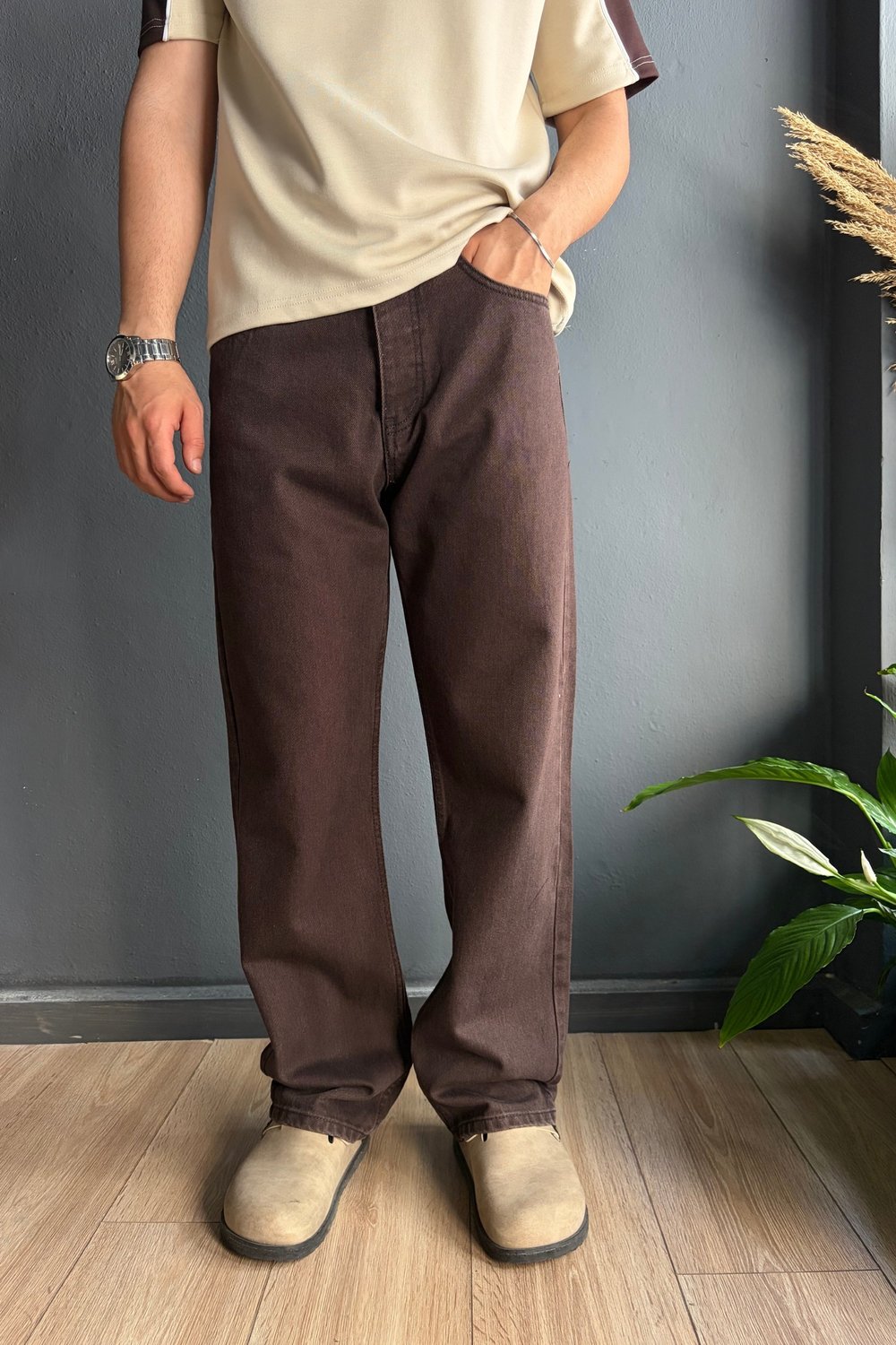 Acı Kahve Baggy Jean Pantolon