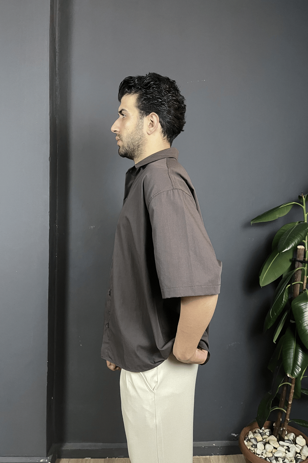 Acı Kahve Nakış Detaylı Oversize Gömlek 