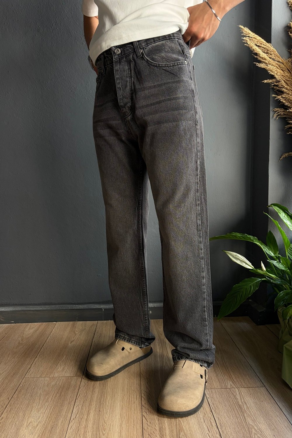 Antrasit Baggy Jean Pantolon