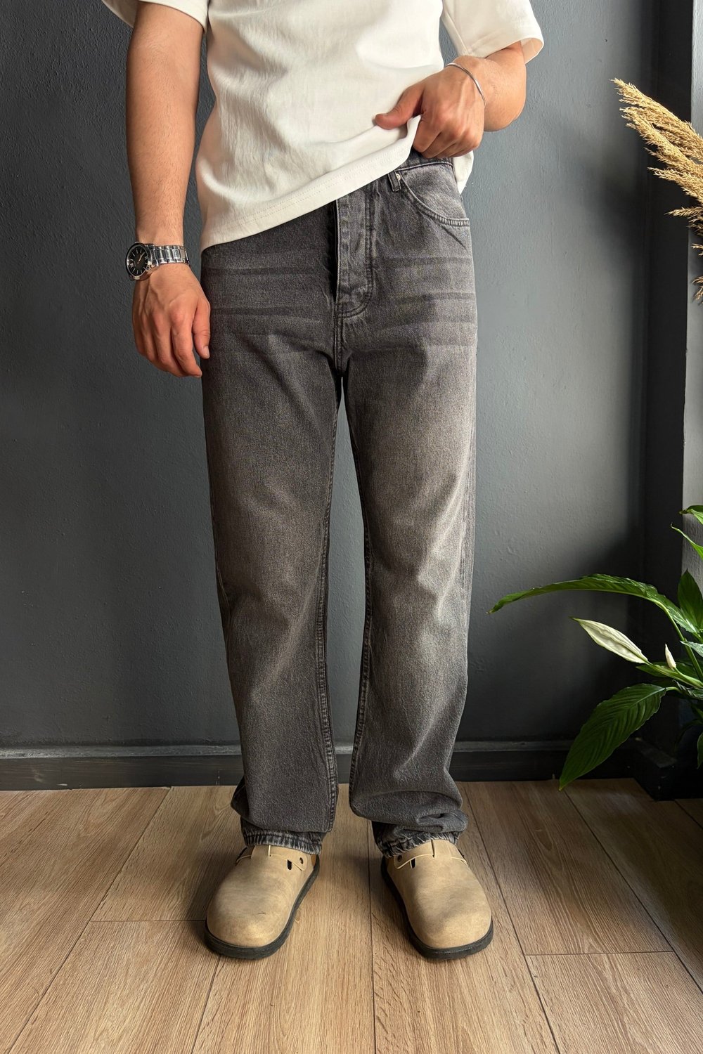 Antrasit Baggy Jean Pantolon