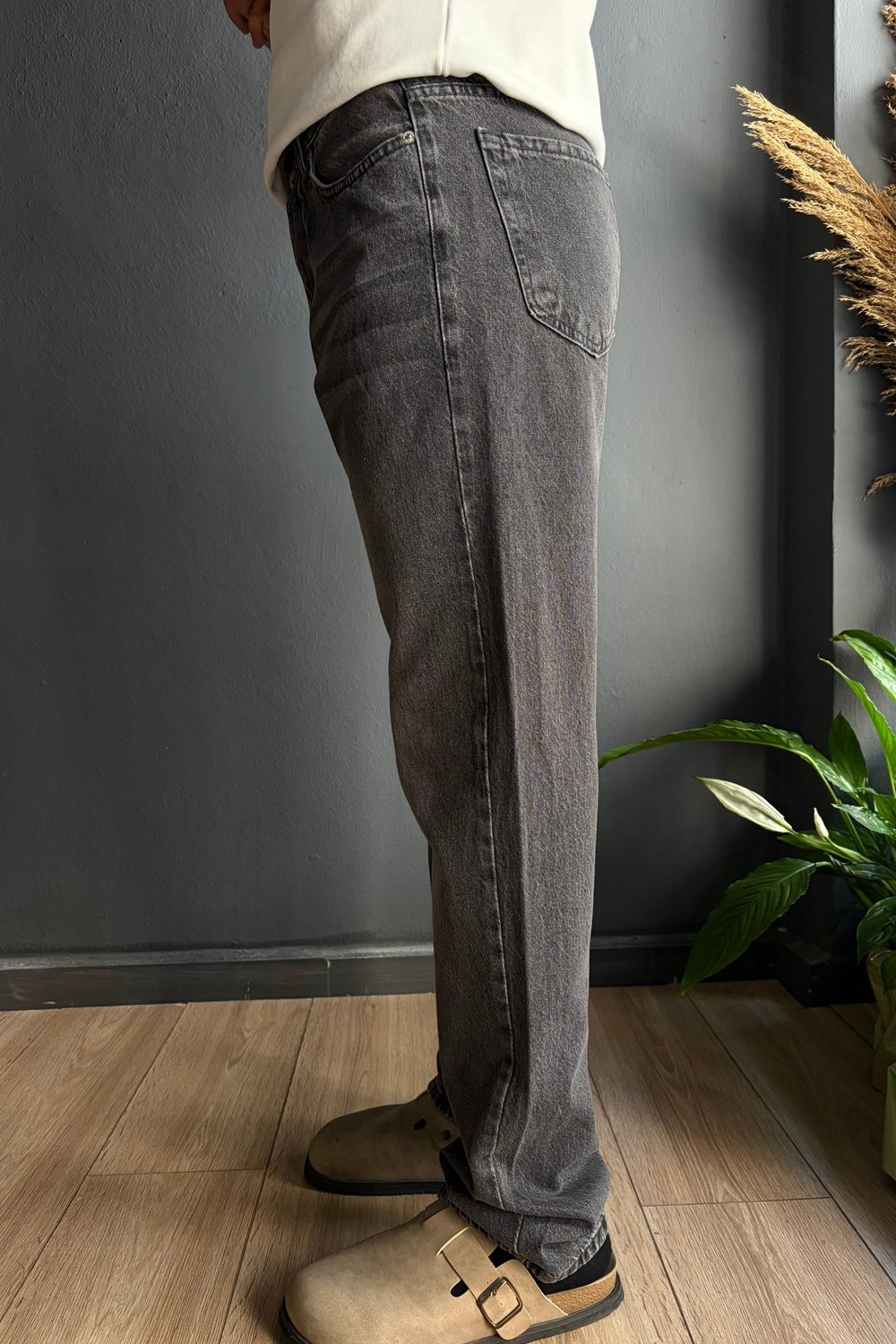 Antrasit Baggy Jean Pantolon