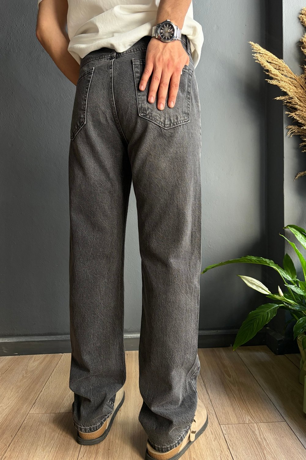 Antrasit Baggy Jean Pantolon