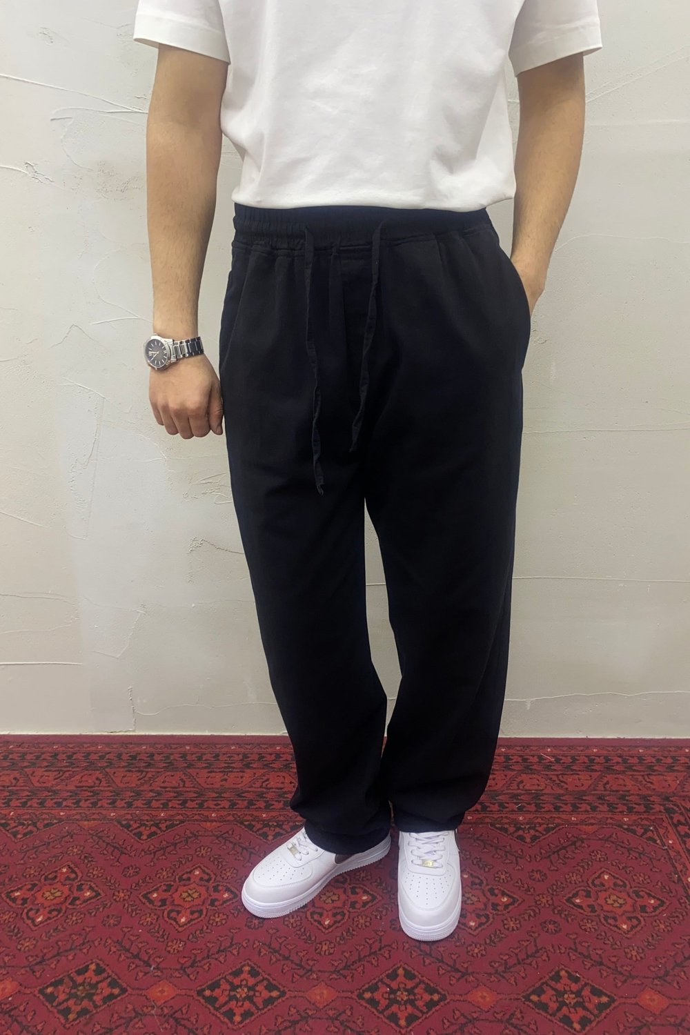 Bel Lastikli Gabardin Pantolon Siyah